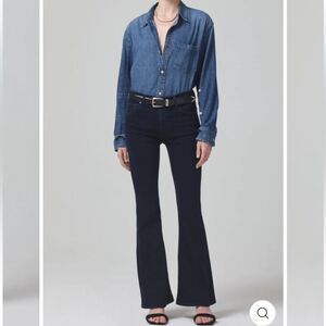 CITIZENS OF HUMANITY Jeans Isola Flare in  Chamber Darkest Wash Blue Size 25